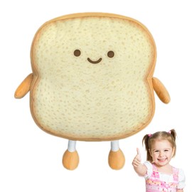 GGesii Toast Bread Cushion, 18 cm Toast Bread Cuddly Toy, Vacuum Cushion, Toast Bread Cushion, Washable Funny Toast Cushion, for Decoration of Living Room and Bedroom (Happy S)