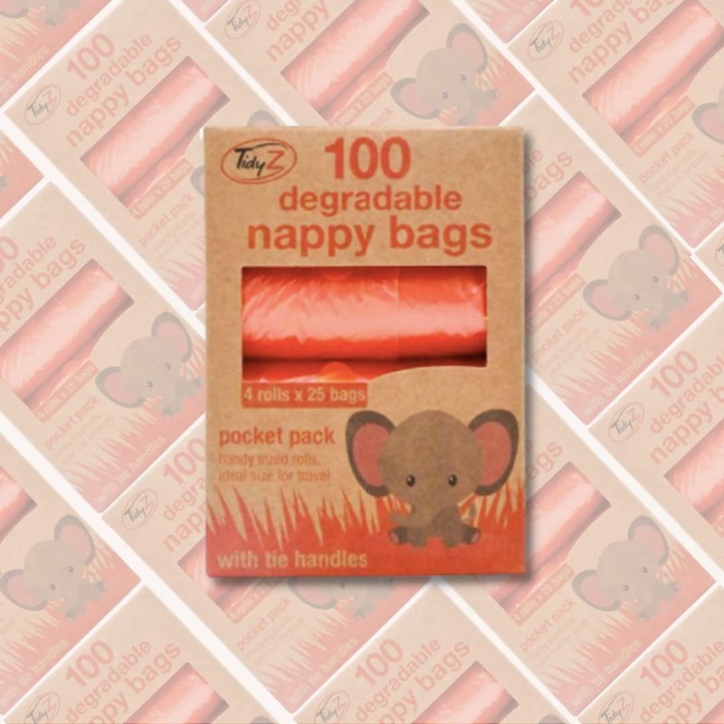 100 Large degradable nappy bags with tie handles - 4