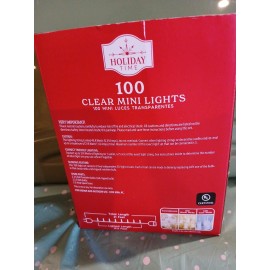Holiday Time Clear 100 Mini Lights With Green Wire Lighted 19.5 Ft New In Box.