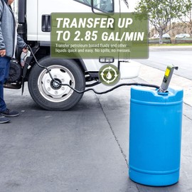 TEAR PUMP Rechargeable Battery Powered Liquid Transfer Pump - 15-20 inch Suction Tube, 2.85 GPM - 10FT XL Hose with Easy Nozzle