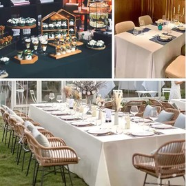 FANIVIN Polyester Tablecloth Rectangular Table Cover Dining Table Cover Hotel Restaurant Wedding Party Solid Color Simple Size Selectable White 180*260cm