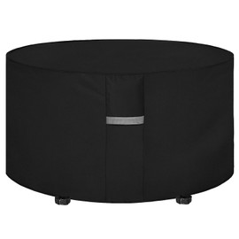 Dokon Garden Furniture Covers Waterproof Heavy Duty 600D Oxford Fabric Garden Table Cover with Air Vent Windproof Anti-UV Outdoor Table and Chairs Cover, Patio Set Cover Round (Ø102x71cm) - Black