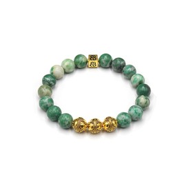 Men's Jade Bracelet, Natural Qinghai Jade and Gold Bracelet, Men's Bracelet, Jade and Gold Beads Bracelet