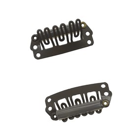 DOORES 2 Pieces Hair Clips for Extensions 6-Teeth U-Shape Metal Snap Clips 30mm 1.2g/pc Hair Extensions Clips for Hair Extensions with Soft Rubber Dark Brown Color (Brown)