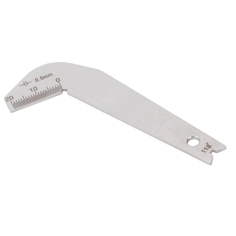 Drill Bit Sharpening Gauge, Stainless Steel 0.5mm Accuracy 118° Angle