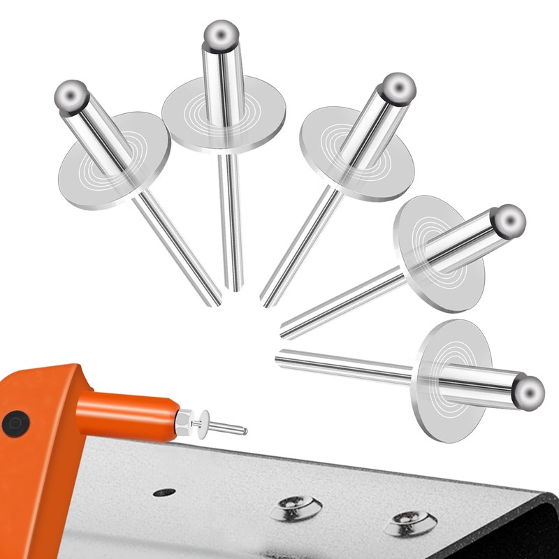 Sunxeke 100pcs Aluminum Large Flange Blind Rivets, 3/16" x 3/8",