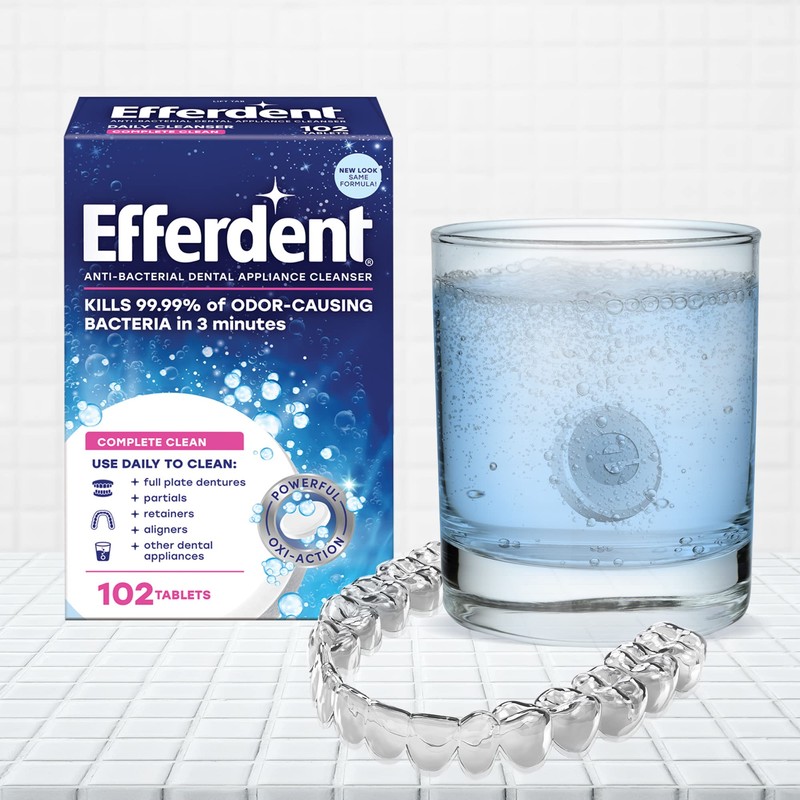 Efferdent Denture Cleanser Tablets, Complete Clean, Cleanser for Retainer and
