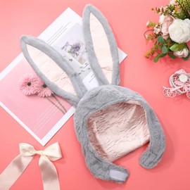 VANZACK Rabbit Headpiece, Rabbit, Cosplay, Rabbit Hat, Cute, Fluffy, Costume Accessory (Gray)