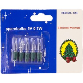 5 Clear Push in Fairy Bulbs with Green Base 5v 0.7w 0.14a (S44)