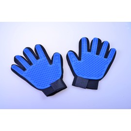 Pet Grooming Gloves, Hair Remover Mittens for Gentle Shedding and efficient pet Hair Removal, Long and Short-haired Dogs, Cats, Rabbits and Horses. Blue_one Pair.