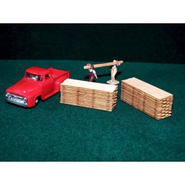 Unbranded 2 HO Scale 2” x 12” x 12ft x 4ft Lumber Yard Stacks Loads Stickered Boards