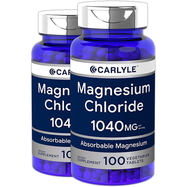 Carlyle Magnesium Chloride 1040 mg | 200 Tablets | Cloruro de Magnesio | Vegetarian, Non-GMO, Gluten Free Supplement