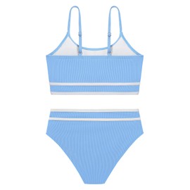 Ribbed Girls Bikini Set Spaghetti Strap Beach Bathing Suit Swimwear
