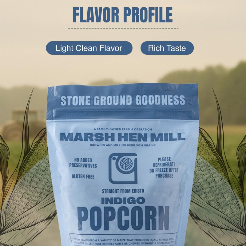 Marsh Hen Mill Indigo Popcorn Kernels | Vibrant Blue Kernels
