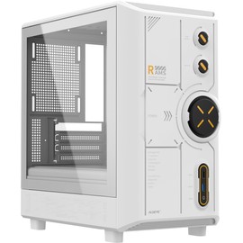ALSEYE Rams2.0 Mid Tower PC Case Micro-ATX/ITX MATX Tempered Glass Side Panel, ARGB Control Dust Filters Support 180mm CPU Cooler/305mm GPU/160mm PSU 6x120mm Fans 240mm Top Radiator (White)