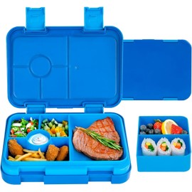 Double Buckle Lunch Box, Leakproof Bento Lunchbox, Sandwich Friendly Tray, Kids & Adults Lunch Box, Easy Open Latch, Compact, Durable, Spacious Food Tray (Blue)