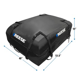 REESE 59007 Waterproof Rooftop Cargo Carrier Bag for Cars, SUVs or Trucks with/Without Roof Racks, 22 Cubic Feet, Heavy Duty 840D Abrasion-Resistant PVC Fabric with Anti-Slip Mat