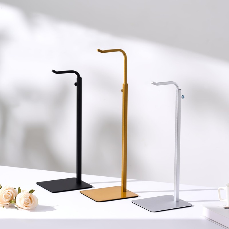 Josmimic 3-Pack Adjustable Tabletop Purse & Banner Display Stands, Gold
