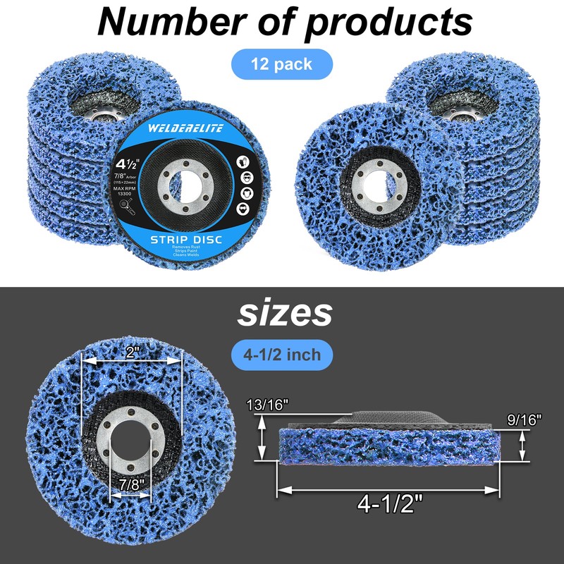 WelderElite 12-Pack Blue Stripping Discs for Angle Grinder 4-1/2" x