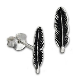 SilberDream Earrings Stud Earring Silver 925 Feather Earring from SDO8207J