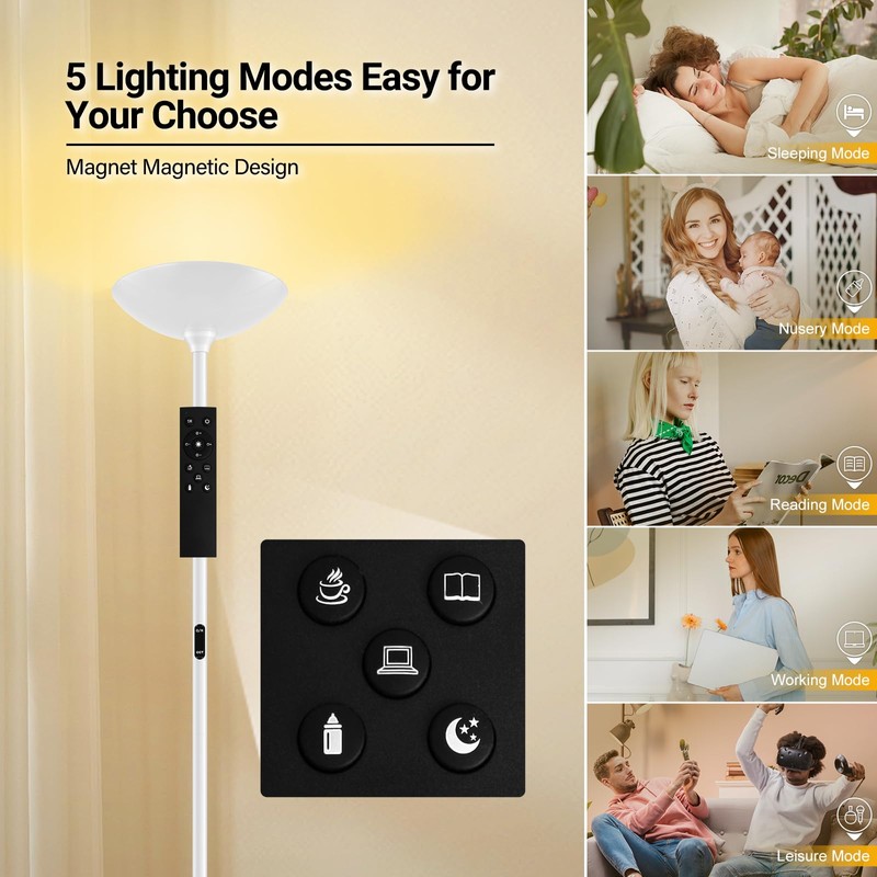 BoostArea Dimmable Floor Lamp,30W 3000LM Super Bright LED Torchiere Standing