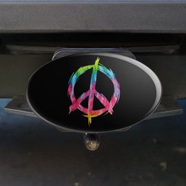 Graphics and More Tie Dye Peace Sign Oval Tow Trailer Hitch Cover Plug Insert