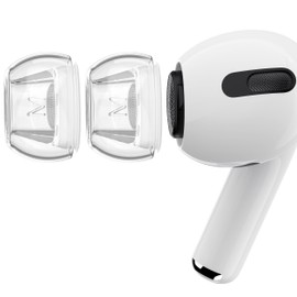 RFUNGUANGO New Clear Ear Caps 1 Pair Compatible with AirPods Pro 2nd/1st Generation Replacement Ear Plugs with Noise Cancelling Holes and Built-in Dust Mesh, Size(Medium)