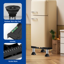 Ailahloe Black Mini Fridge Stand Adjustable Washer and Dryer Pedestals Stand with 4 Strong Feet Heavy Duty Laundry Pedestal for 16-24 Inch Appliance 450 Pounds Stand (10.2" to 11.4" Height)