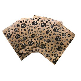 N'ice Packaging 100 Bags Flat Plain Paper or Patterned Bags for candy, cookies, merchandise, pens, Party favors, Gift bags (Paw Print 8.5" x 11")