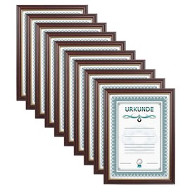 IDEAL TREND Document Picture Frames 21 x 29.7 DIN A4 Certificate Photo Frame: Colour: Pack of 10 Mahogany