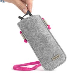 stilbag Neck Glasses Case Made of Wool Felt, Robust Attachment Case for Glasses, Suitable for Men and Women, Handmade in Germany, Light grey - pink