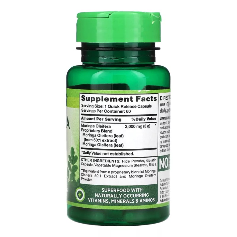 Nature's Truth Suplemento de Moringa Oleífera 3000 mg 60 Cápsulas