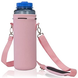 Made Easy Kit Neoprene Water Bottle Carrier Holder with Adjustable Shoulder Strap for Insulating and Carrying Water Container Flask - (Pretty in Pink, S (12oz-14oz)) - Available in 5 Sizes