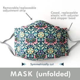 Liberty London Face Mask - Origami/3D Structured - Persephone - Soft Cotton - Handcrafted, Washable Cloth, Liberty London Fabric, Nose Strip, Filter Pocket - Love the Mask