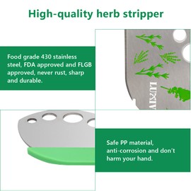 Herb Stripper 9 holes, Luxiv Stainless Steel Kitchen Herb Stripping Tool Loose Leaf Kale Razor Metal Leaf Pealer for Kale, Chard, Collard Greens, Thyme, Basil, Rosemary