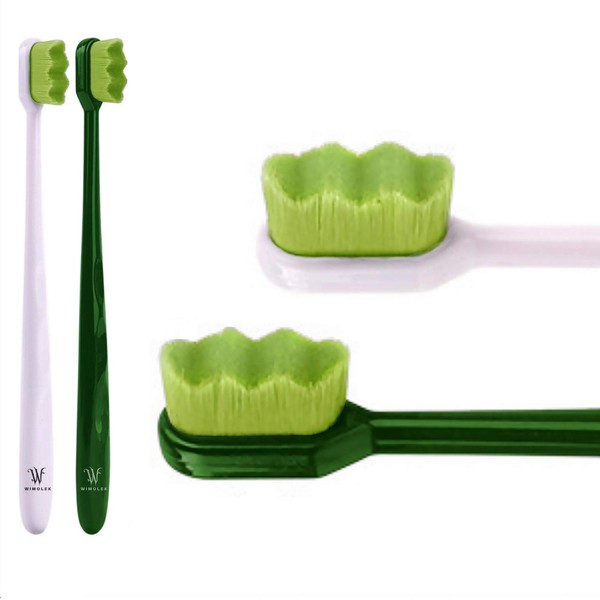 Extra Soft Toothbrush for Sensitive Gums and Teeth. Micro Nano Toothbrushes with 20,000 Ultra Soft Aloe Infused Bristles. Excellent Cleaning Effect (2 Pack) (Aloe Wave Bristle)
