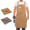 INMTIE Adjustable men's heavy-duty work apron, thick wax canvas woodworking