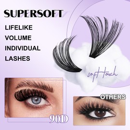 B&Q Lash Clusters 280PCS 90D Cluster Lashes Ultrasoft Eyelash Clusters For Beginners Diy Lash Extension Volume Individual Lashes Wispy Lash CLusters At Home（90D-D-10-18）