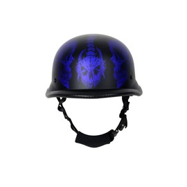 Matte Blue Novelty Skull Cap with Horned Skeletons, Colorful Baseball Novelty Cap