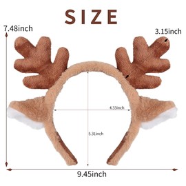 Reindeer Antlers Headband Animal Ears Deer Antlers Headband (brown, 1 Count (Pack of 1))