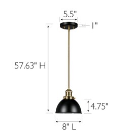 Design House 588327-BGD Savannah Farmhouse 1-Light Indoor Pendant Dimmable Matte Black Metal Shade for Kitchen Island Bar Dining Room, Matte Black and Satin Gold
