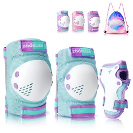 ZOOBLISS Knee Pads for Kids, Toddler Knee and Elbow Pads Set Wrist Guards for Skating Girls Boys Aged 3-15, Kids Protective Gear for Roller Skates Skateboard Bike Scooter, Included Drawstring Bag