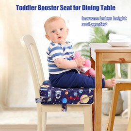 Booster Seat Chair, Child, Washable, Dismountable, Portable Booster Seat, Toddler Dining Room Chair, Raising Pad, Dining Room Booster Seats with 2 Safety Buckle Straps, Child Seat Cushion