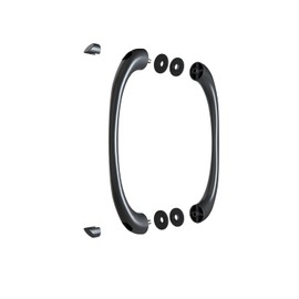 AQUABATOS shower cabin handle, shower door handle, glass door handle, zinc alloy, matt black, solid, arched handle, hole spacing 145mm