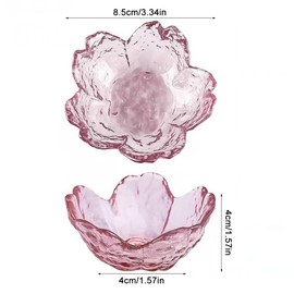 4Pack Sakura Sauce Dishes Set, Pink Cherry Flower Crystal Glass Appetizer Plates Dipping Bowls Tasting Dishes Serving Dish Seasoning Saucers Bowl Little Bowls Ice Cream Snack Sushi Soy Condiment Dish