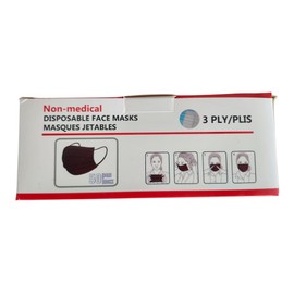 Non-Medical Disposable Face Masks, 3-Ply, Black, 50-Pack