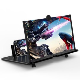 20" Screen Magnifier for Cell Phone,3D HD Magnifying Projector Screen Enlarger for Movies, Videos and Gaming, Foldable Phone Stand Holder with Screen Amplifier,Compatible with All Phones (Black 20")