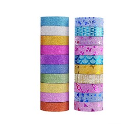 EXCEART Cintas Adhesivas con Purpurina 20 Rollos para Manualidades DIY Etiquetas Decorativas para Diario Oficina Y Escuela Creatividad