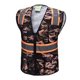 CAL PACIFIC 4 Pockets Mesh High Visibility Safety Vest, ANSI/ISEA 107-2010 (US, Alpha, XX-Large, Regular, Regular, Camo)