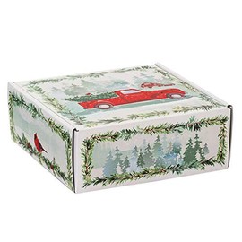 6 PK, Christmas Red Truck Gourmet Shipping Boxes, 8 x 8 x 3" for Party, Holiday & Events